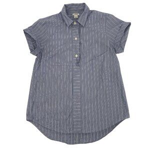 J. Crew Striped Short Sleeve Popover Shirt Blue White Womens Small